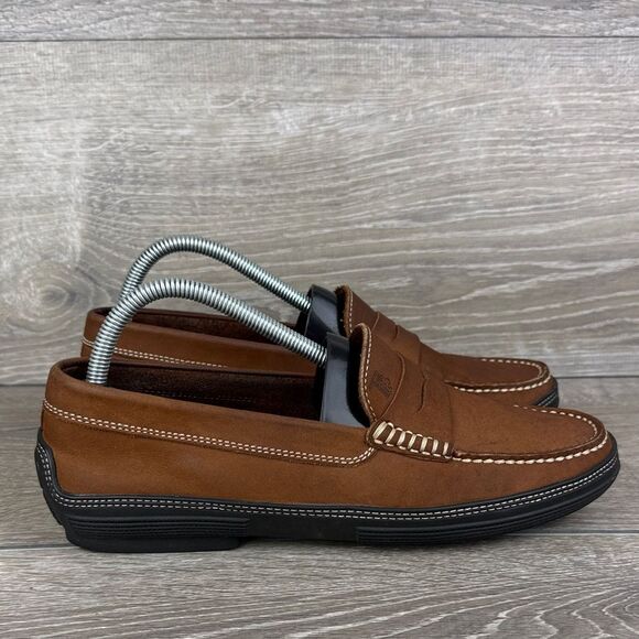 Tod’s Slip On Brown Leather Men’s Sz 7 Vibram Sole Penny Loafers - Picture 1 of 16